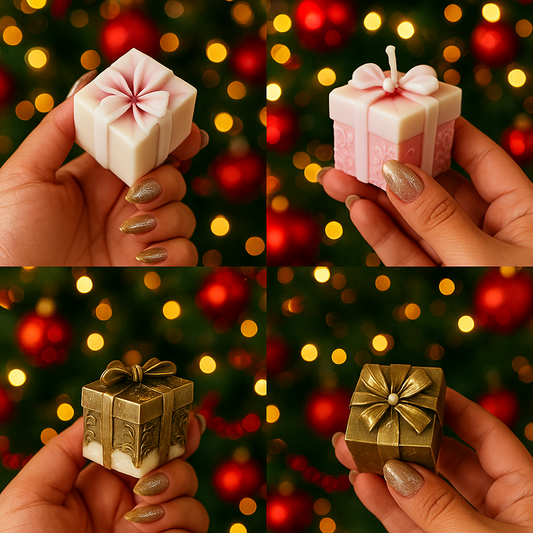 Bougie en forme de cadeau de Noël
